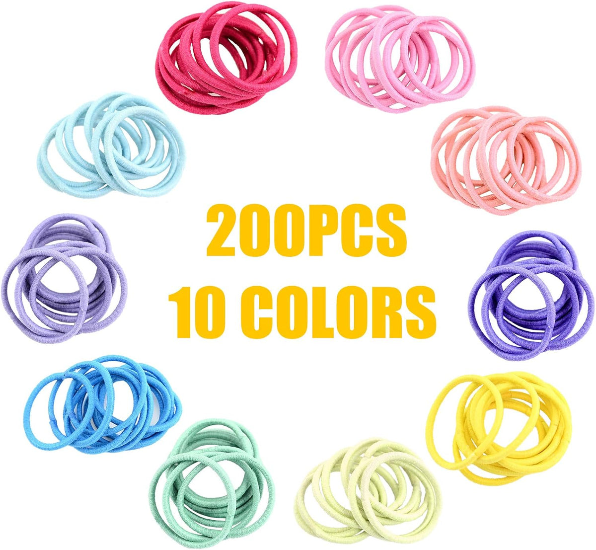 Hanyousheng 200 Pieces Hair Ties,Elastic Hairbands Ponytail Holders Hair Tie, Multicolor 2mm Hair Bands No Crease Hair Elastics Small Ponytail Holders Hair Accessories for Kids Girls Infants Toddlers