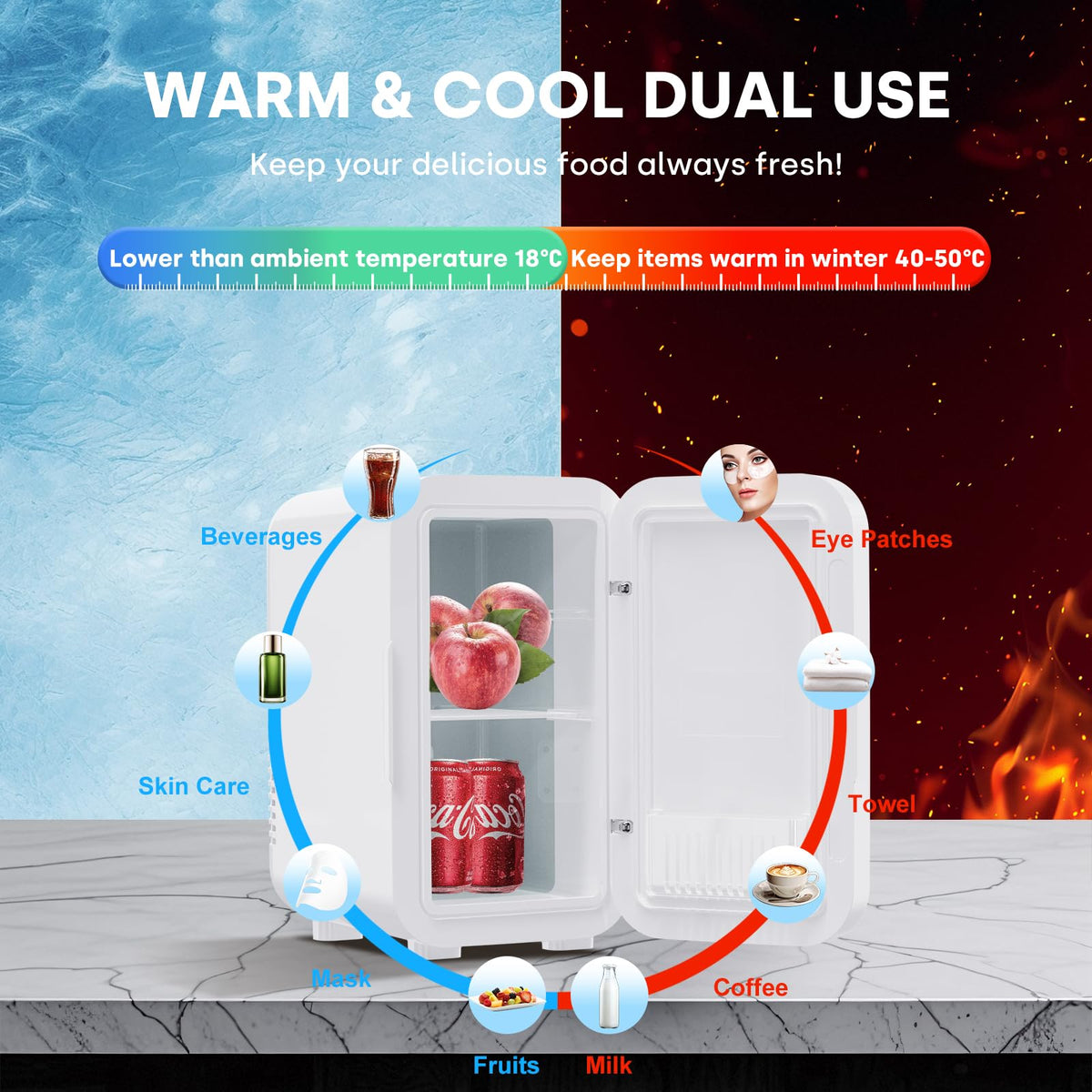 Enventor Mini Fridge 6 Litre/ 8 Can, Portable Cooler and Warmer, AC+12V DC
