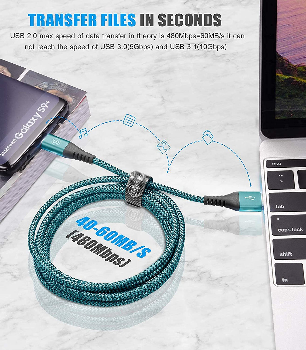 2-Pack 2M USB C Cable 3.1A Fast Car Charger Cable Compatible for iPhone 17 air 16 15 Plus Pro Max, Samsung Flip/Fold 7 6 5 4 3 S26 S25 S24 S10 S20 S21 S22 S23 A16/15/14/13/12 A35/A34 A56/55/54, Pixel