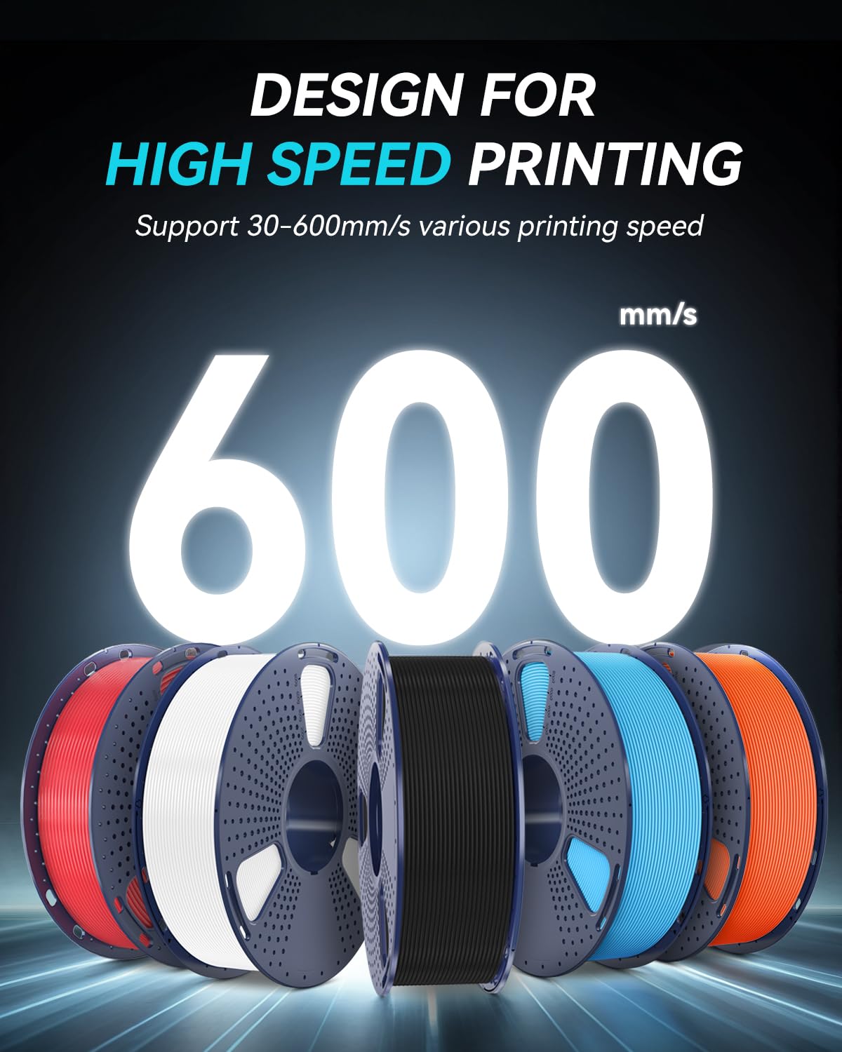 SUNLU Rapid PETG 3D Filament 1.75mm, High Speed 30-600mm/s, 1KG Blue