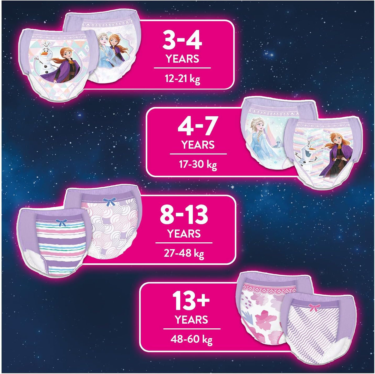 HUGGIES DryNites Pyjama Pants, Girl's 4-7 Years (17-30KG), 30 x Bedwetting Pants, Up to 100% Leak Free Nights