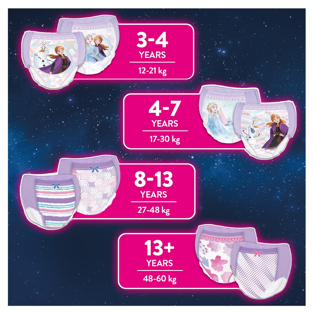 HUGGIES DryNites Pyjama Pants, Girl's 4-7 Years (17-30KG), 30 x Bedwetting Pants, Up to 100% Leak Free Nights