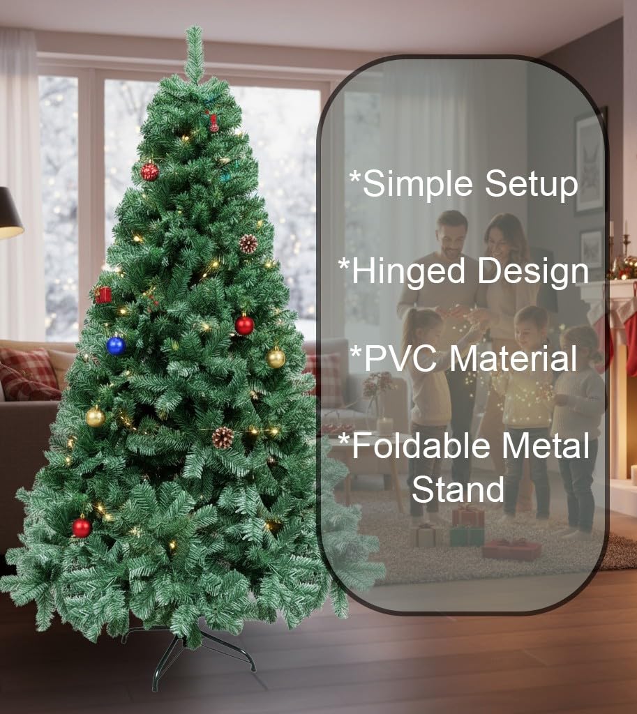 SHATCHI 6ft/1.8m Alaskan Pine Green Artificial Christmas Tree Bushy 550 Tips Xmas Home Decorationations Decorations