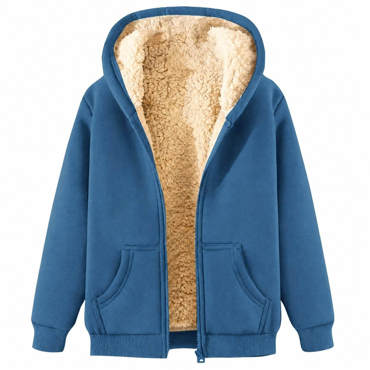 Womens Teddy Fleece Hoodies Sherpa Lined Fuzzy Jacket with Pockets Full Zip Hooded Sweatshirts Ladies Fall Winter Warm Jumper Coat Outwear Thermal Outfits Clothing