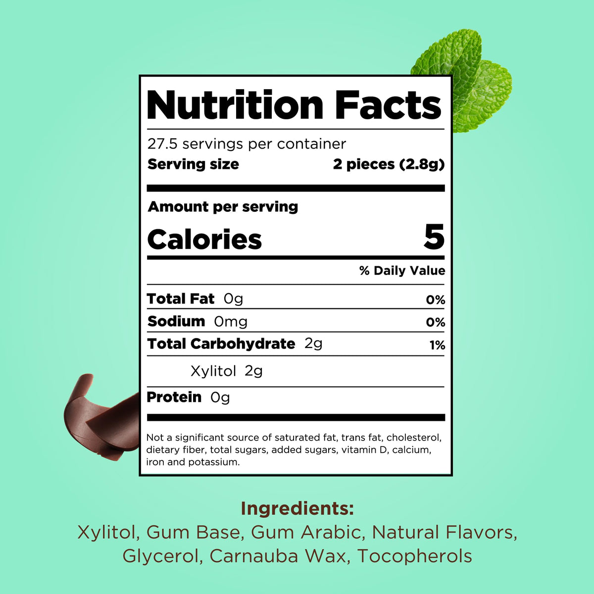 PUR Gum, Spearmint, Xylitol Gum, No Artificial flavour, 55 Count