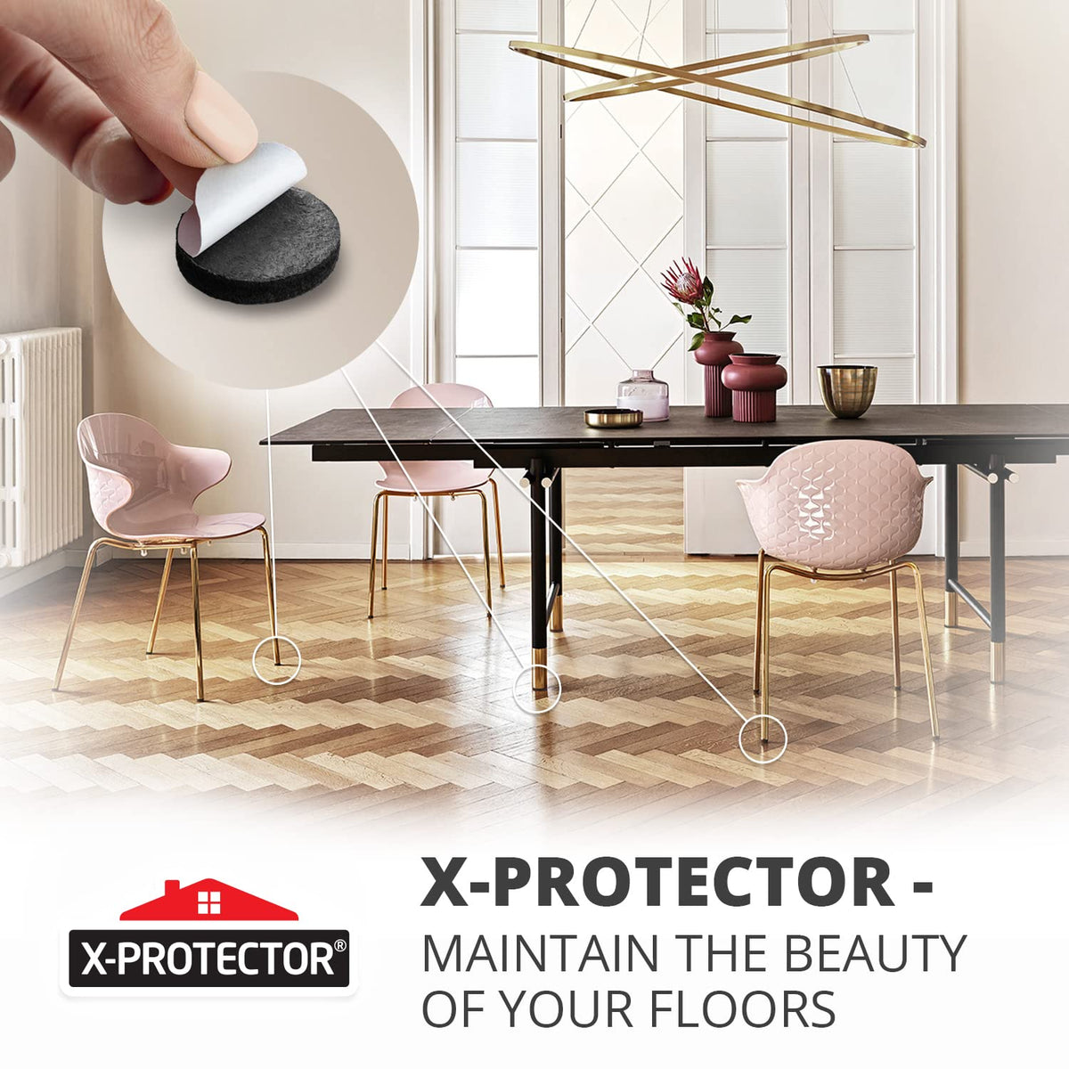 Chair Pads Floor Protectors X-PROTECTOR 48 PCS 25mm - Felt Furniture Pads