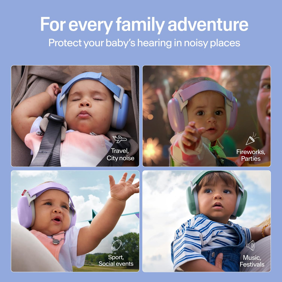 Alpine Muffy Baby Comfort Ear Defenders, Adjustable up to 48 months, Green