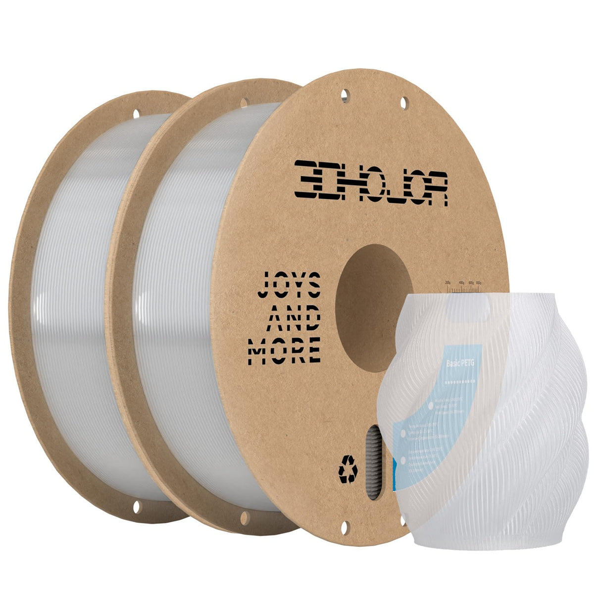 3DHoJor Basic PETG Filament 1.75mm 1kg*2 Bundle for 3D Printers-2Pack Black