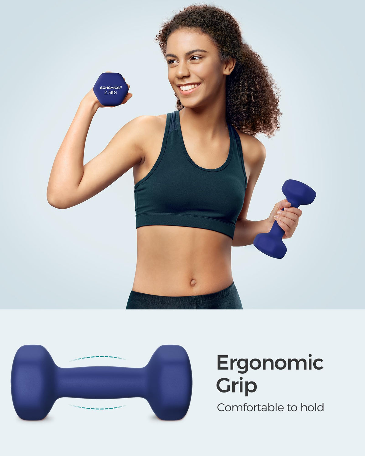 SONGMICS Set of 2 Hex Dumbbells with Neoprene Coating for Strength Training, Fitness, Home Workout
