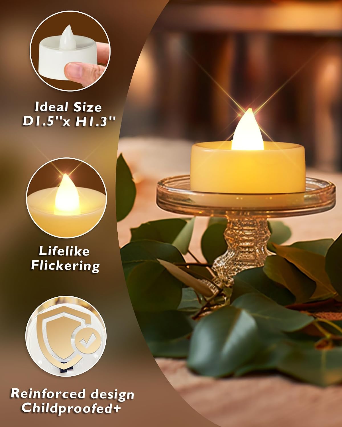 Homemory Led Battery Operated Tea Lights, Fake Electric Flickering Candles
