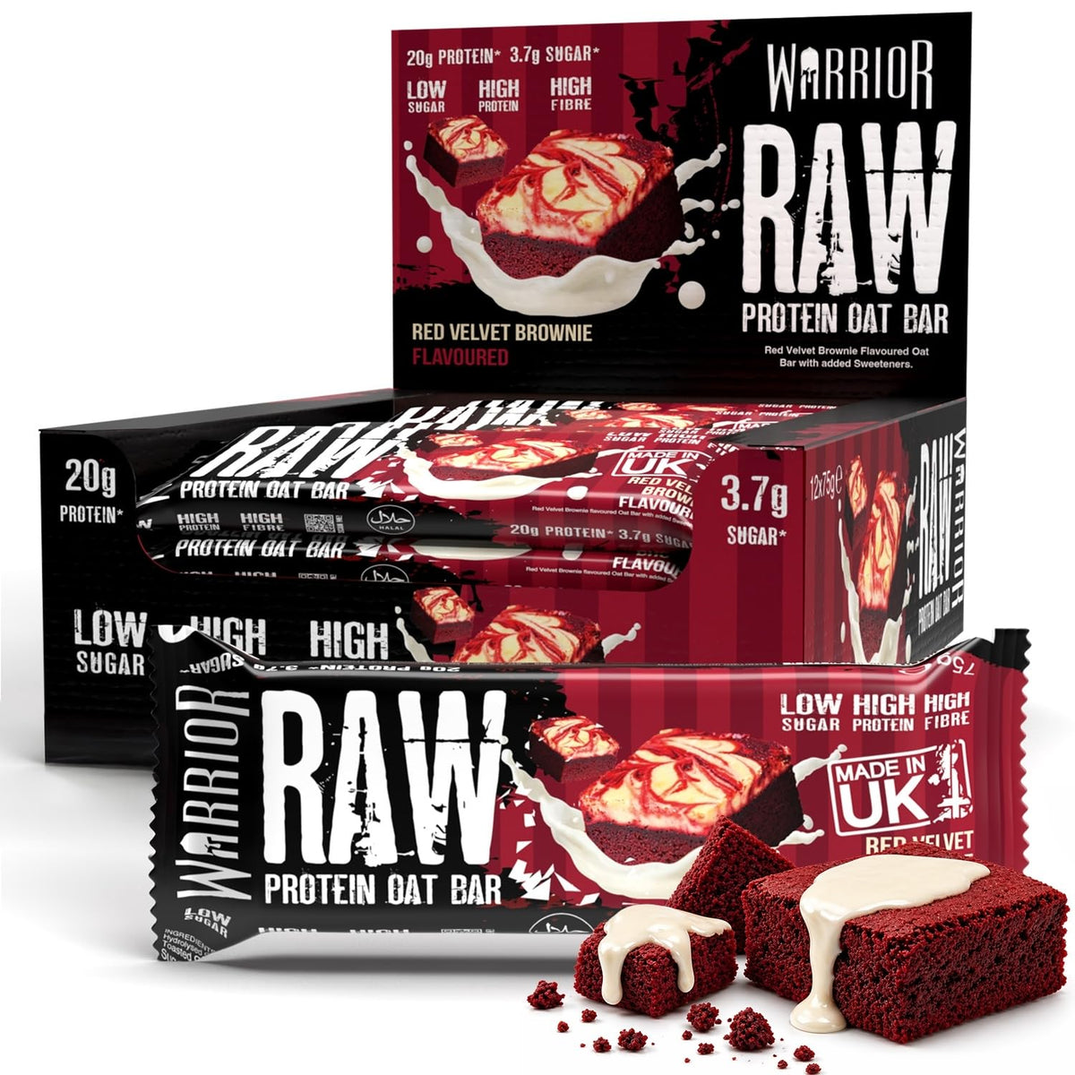 Warrior RAW Protein Bars 12 x 75g High Protein Oat Flapjack Snack