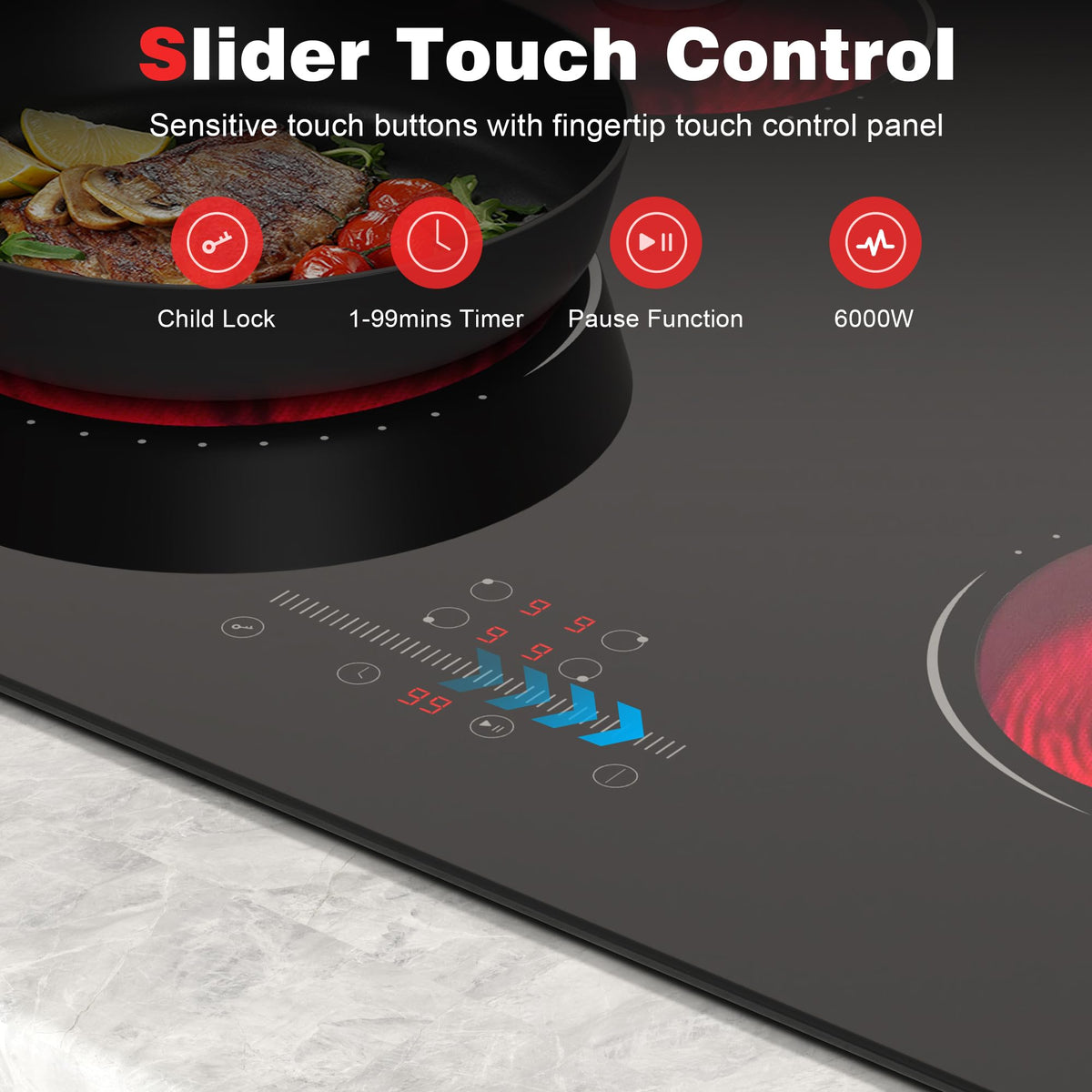 Hobsir Plug in Ceramic Hob, 2 Ring Electric Hob 60 cm
