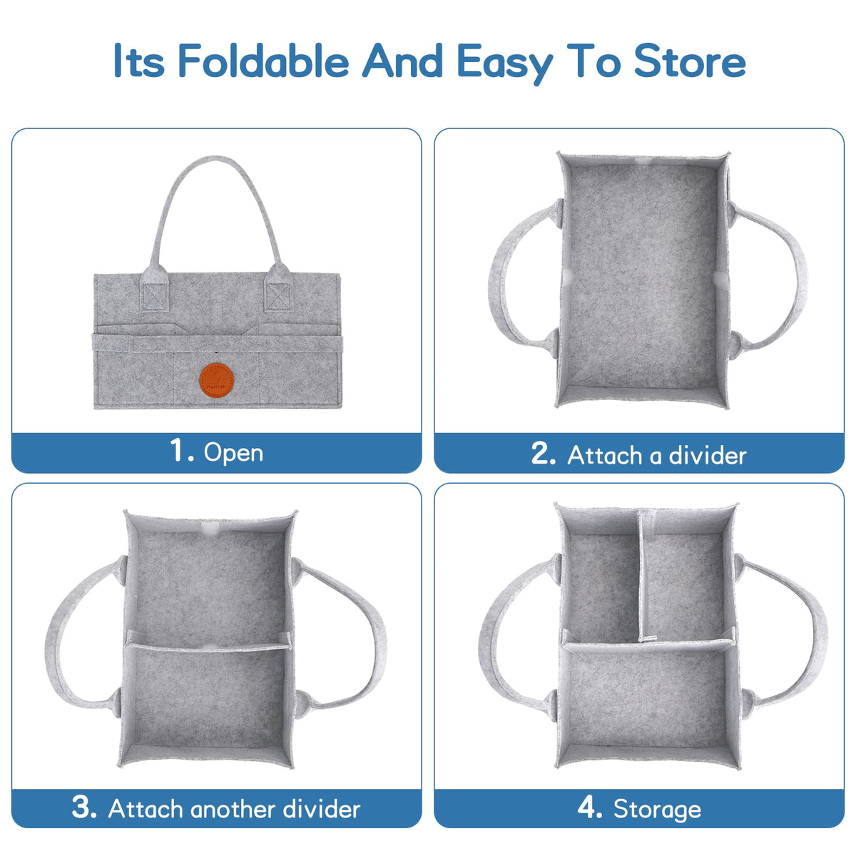Maliton Nappy Caddy Organiser with 8 Pockets & Removable Dividers (Khaki)