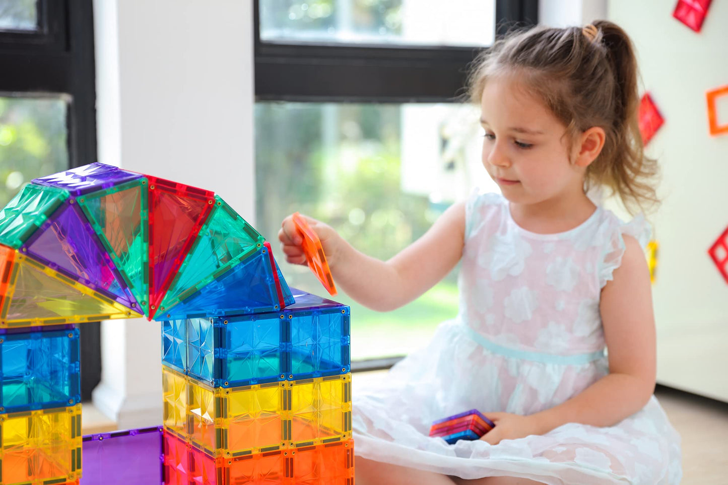 MEGAGONTILES 110PCS Premium Magnetic Tiles Set | STEM-Authenticated Magnetic Building Blocks | Educational Construction Toy for Kids Ages 3–8 (Boys & Girls)