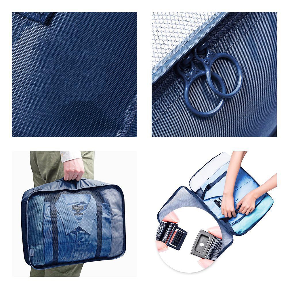 Travel Packing Cubes, Toifucos Multifunction 8pcs/set Luggage Organiser Compression Suitcase Essential Bag, Dark Gray