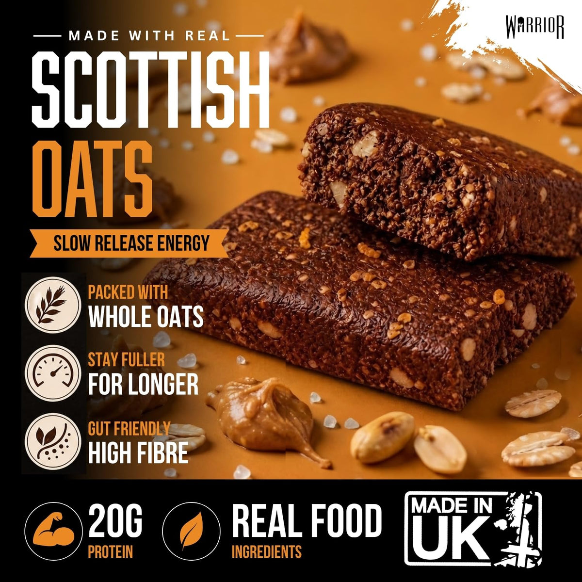 Warrior RAW Protein Bars 12 x 75g High Protein Oat Flapjack Snack