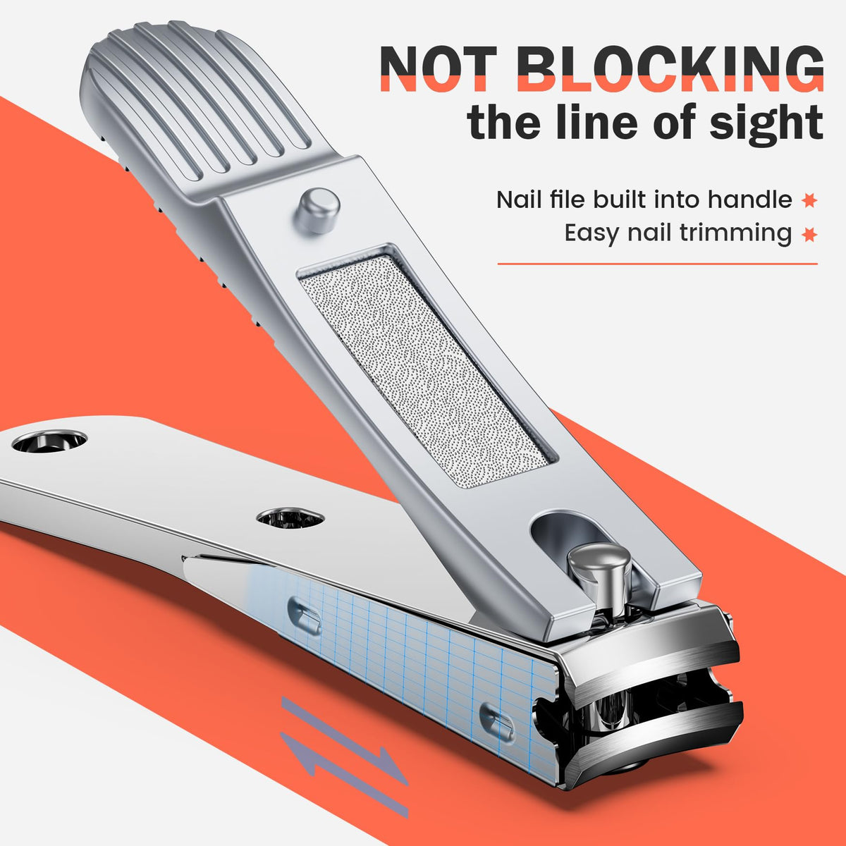 BEZOX Well-Made Nail Clipper Set 2 Pcs, Wide Jaw Opening Nail Clipper for Fingernail and Toenail, Premium Stainless Steel Sharp Sturdy Finger Nail Clipper