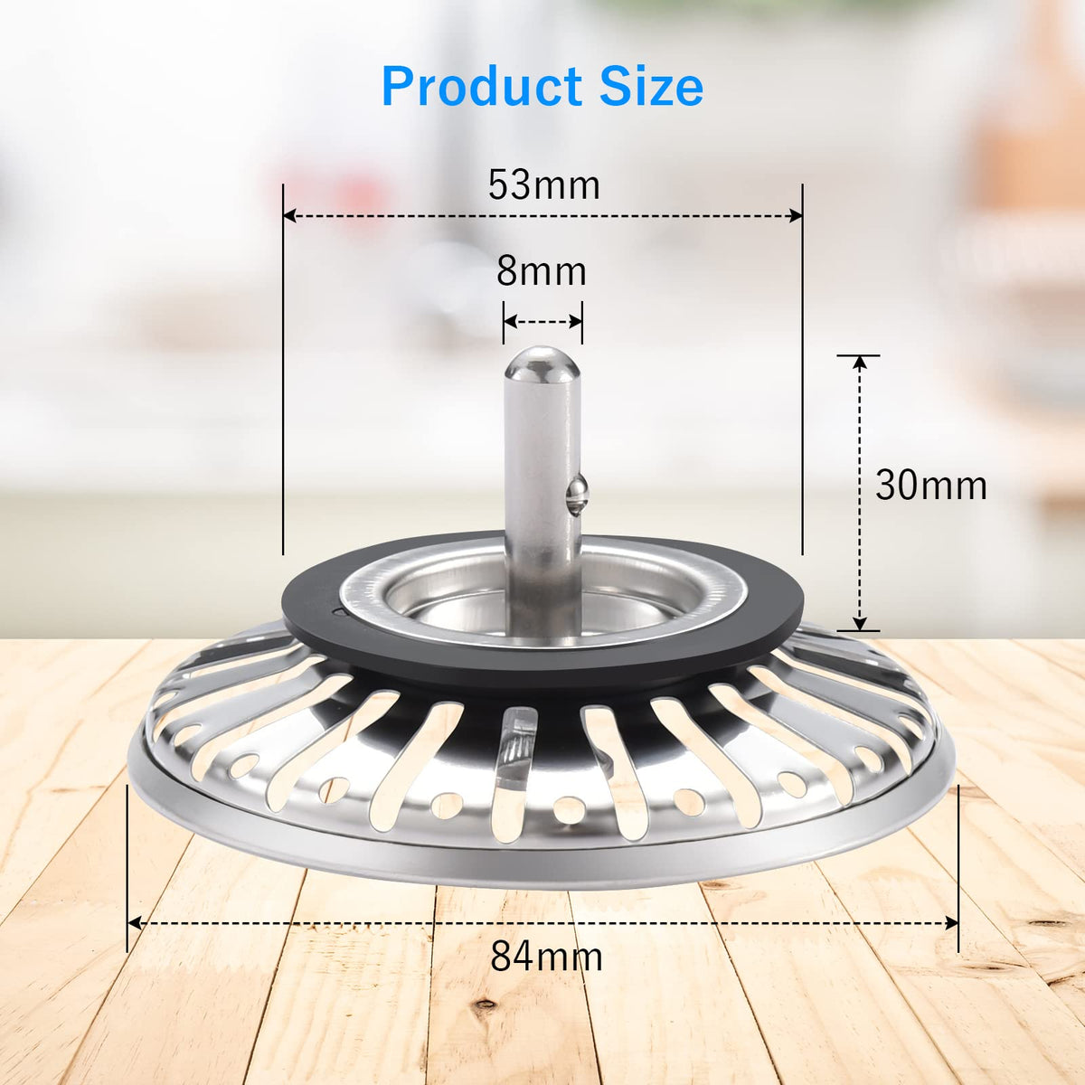 Upgraded Kitchen Sink Plug Strainer Stainless Steel Strainers Sink Plugs Replacement Drain Stopper for Food/Hair Catcher - UK Sinks Hole Diameter (78mm)