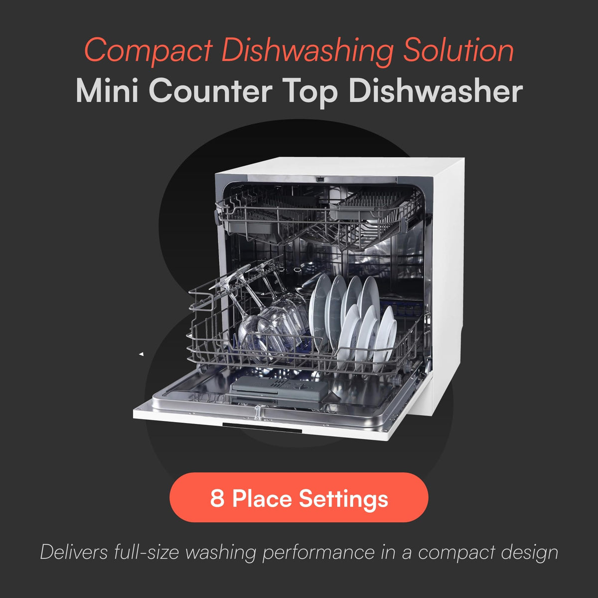 Cookology Mini Countertop Dishwasher - 8 Place Settings - Silver