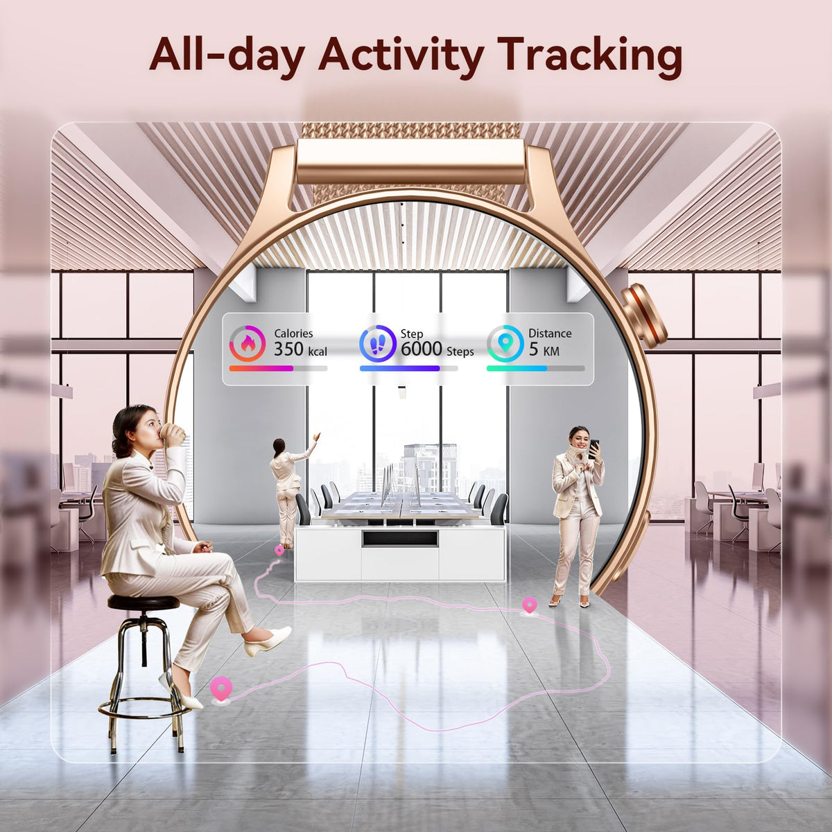 Smart Watch for Women, Answer/Make Call, 1.32'' AMOLED Ultra-Clear Screen Fitness Trackers with Heart Rate/Sleep/SpO2 Monitor, Smartwatch for iPhone/Samsung/Android, 110+ Sport Modes, 3ATM Waterproof