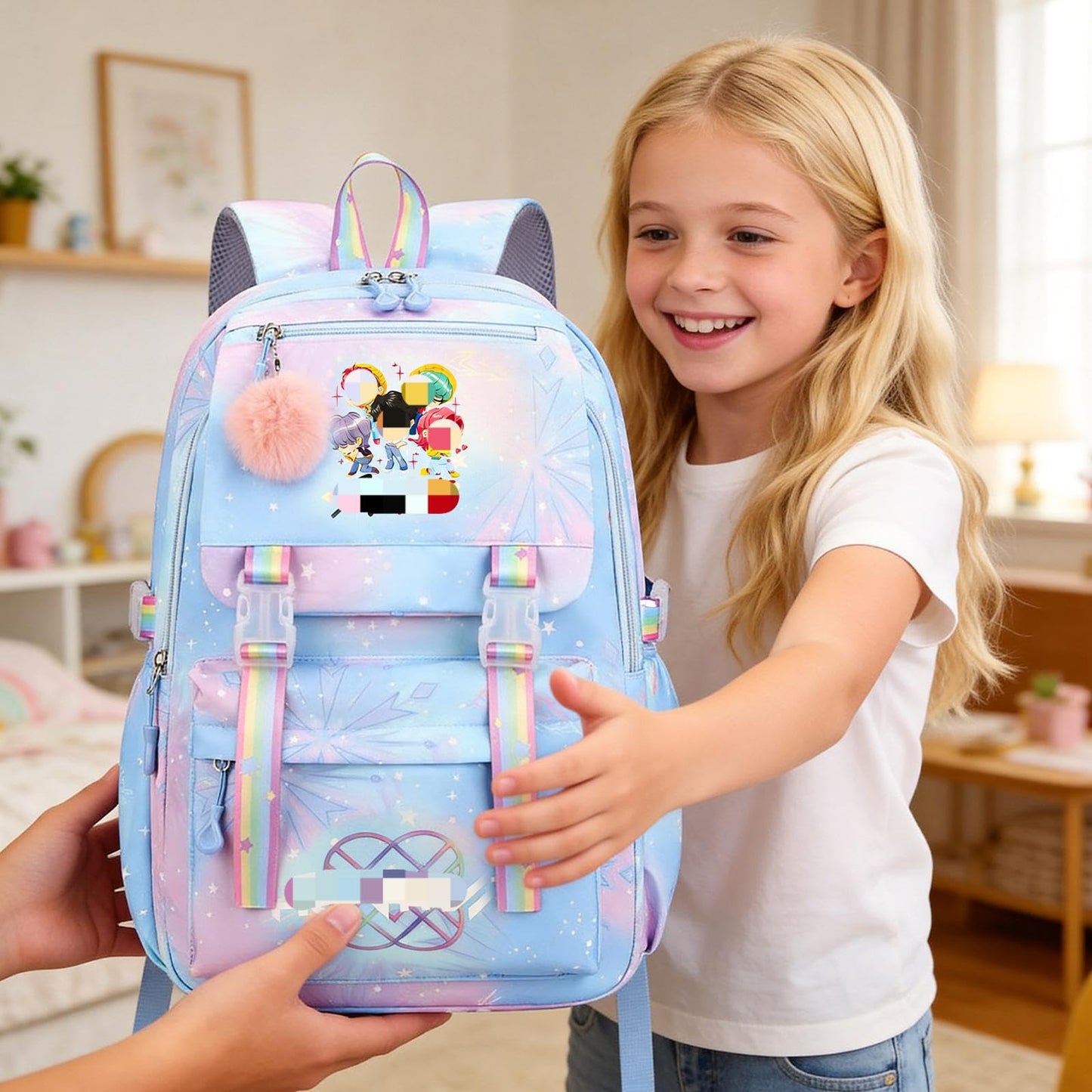 yumcute De-mn Backpack Kids, Teen Game School Bags, Children Primary Schoolbag, Children's School Backpack, 17 Inch Large Capacity Travel Rucksack Waterproof Boys Girls Book Bags for Aged 3-12 Years