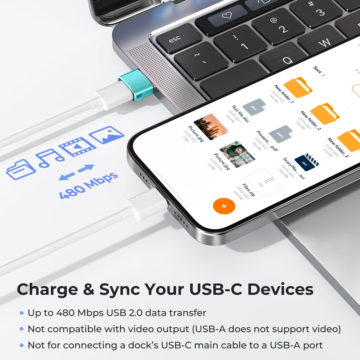 BASESAILOR USB to USB C Adapter,USBC Female to USB A Male Adapter 3Pack