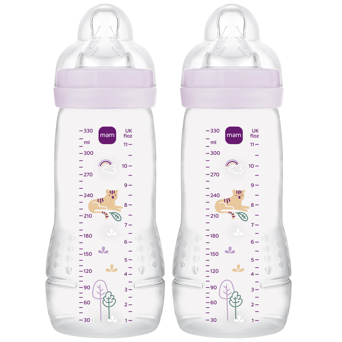 MAM Easy Active Bottles, 4X 330ml, Easy-Grip Ergonomic Shape, Blue