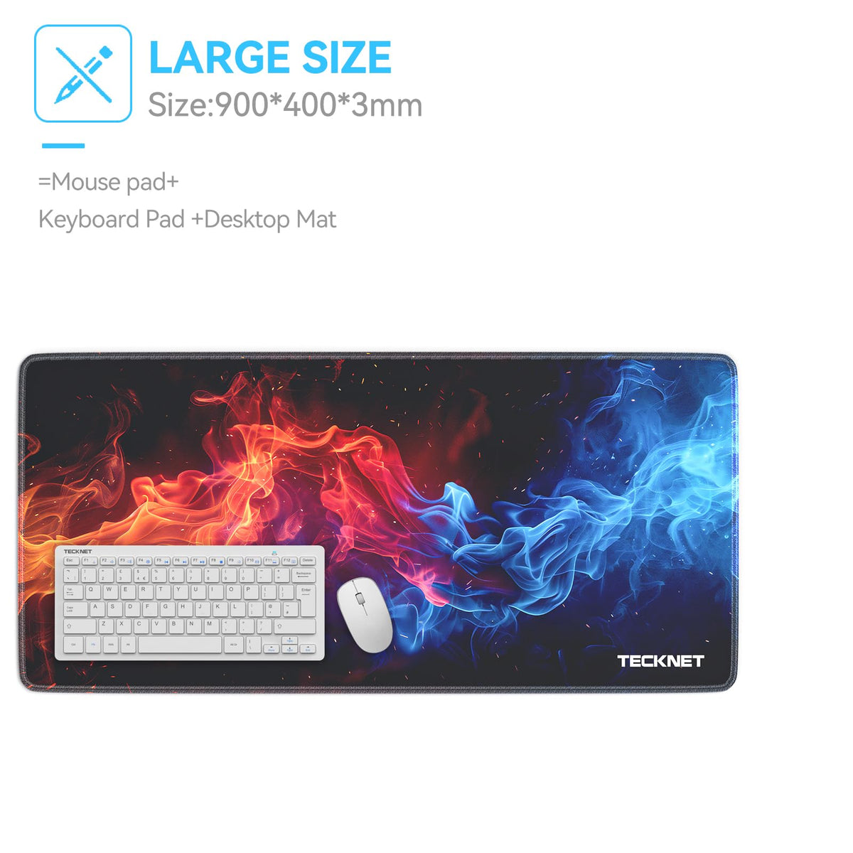 TECKNET Gaming Mouse Mat, 900x400x3mm Large Mouse Pad - Black