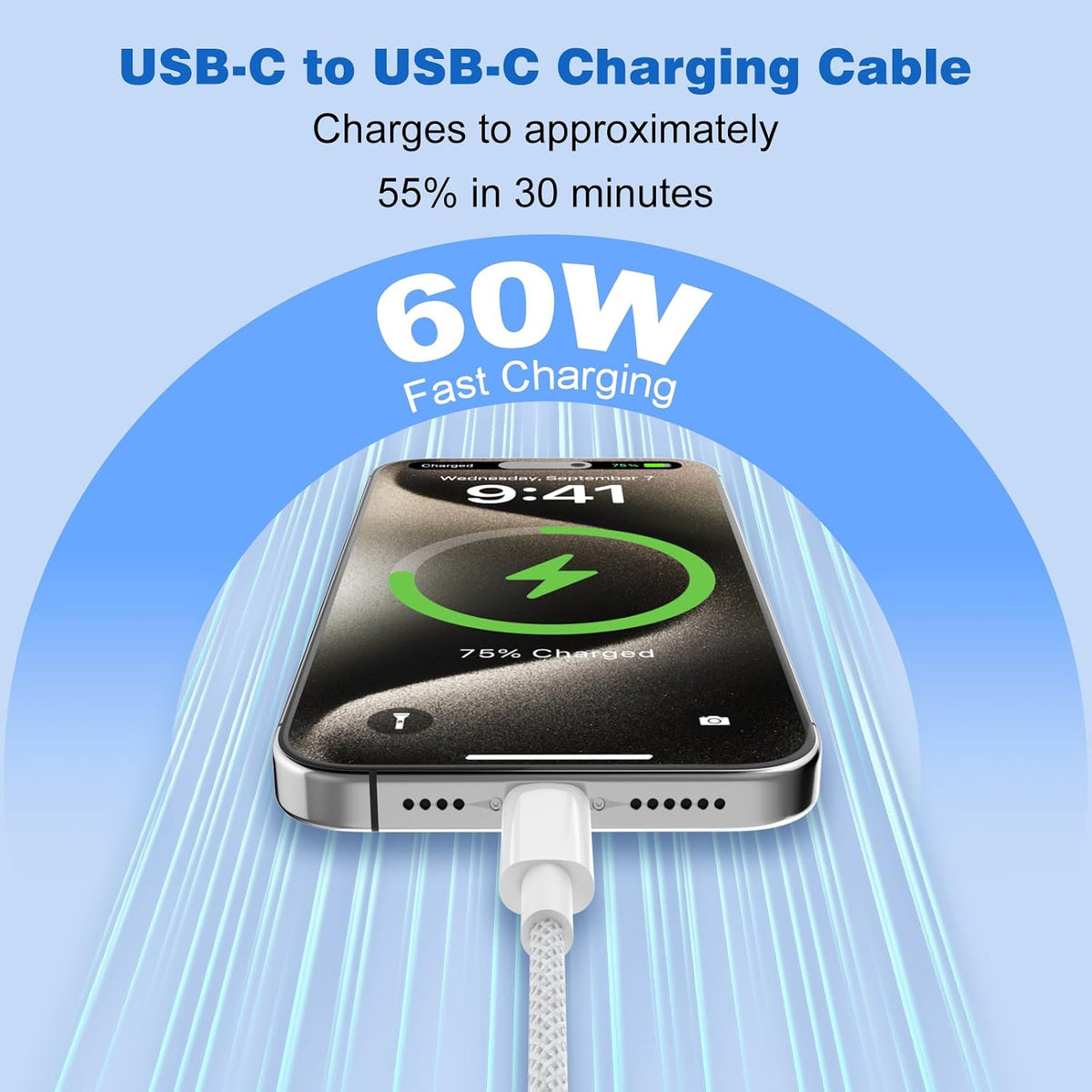 iPhone 18 17 16 15 Charger Cable 3M [2 Pack], USB C to USB C Cable 60W Nylon Braided Extra Long USB Type C Fast Charging Cable for iPhone 18 Pro Max, 17 Pro, iPad Pro Air, MacBook, Samsung S26 S25