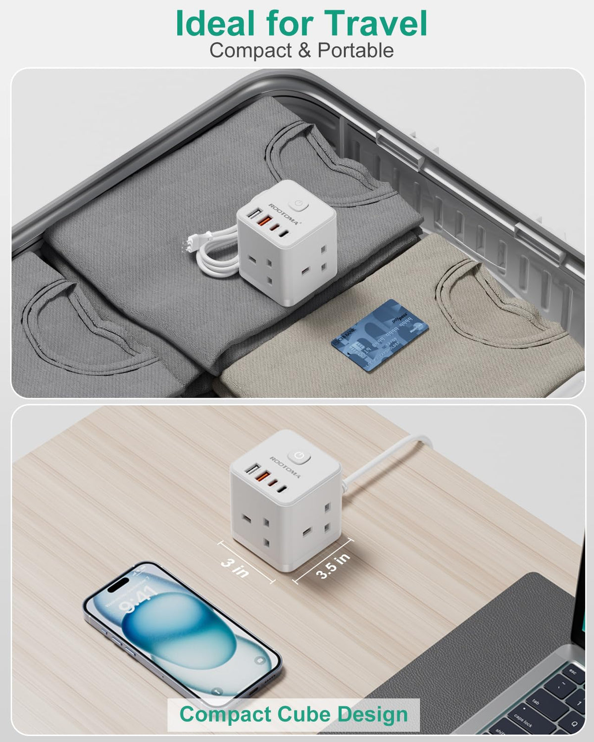 Japan Travel Adapter 3 Way 4 Fast Charging USB (QC3.0/PD20W)