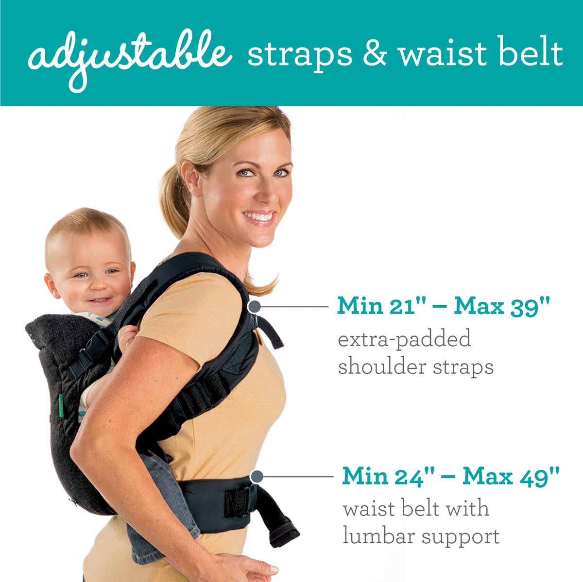 Infantino Flip Advanced 4-in-1 Baby Carrier - Ergonomic, Convertible, Face-in and Face-Out Front and Back Baby Carrier for Newborn to Toddler 3,6-14,5kg, Grey