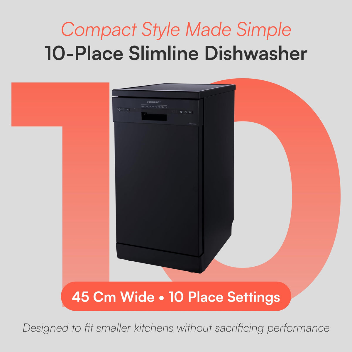 Cookology 45cm Slimline Under-Counter Dishwasher - Stainless Steel