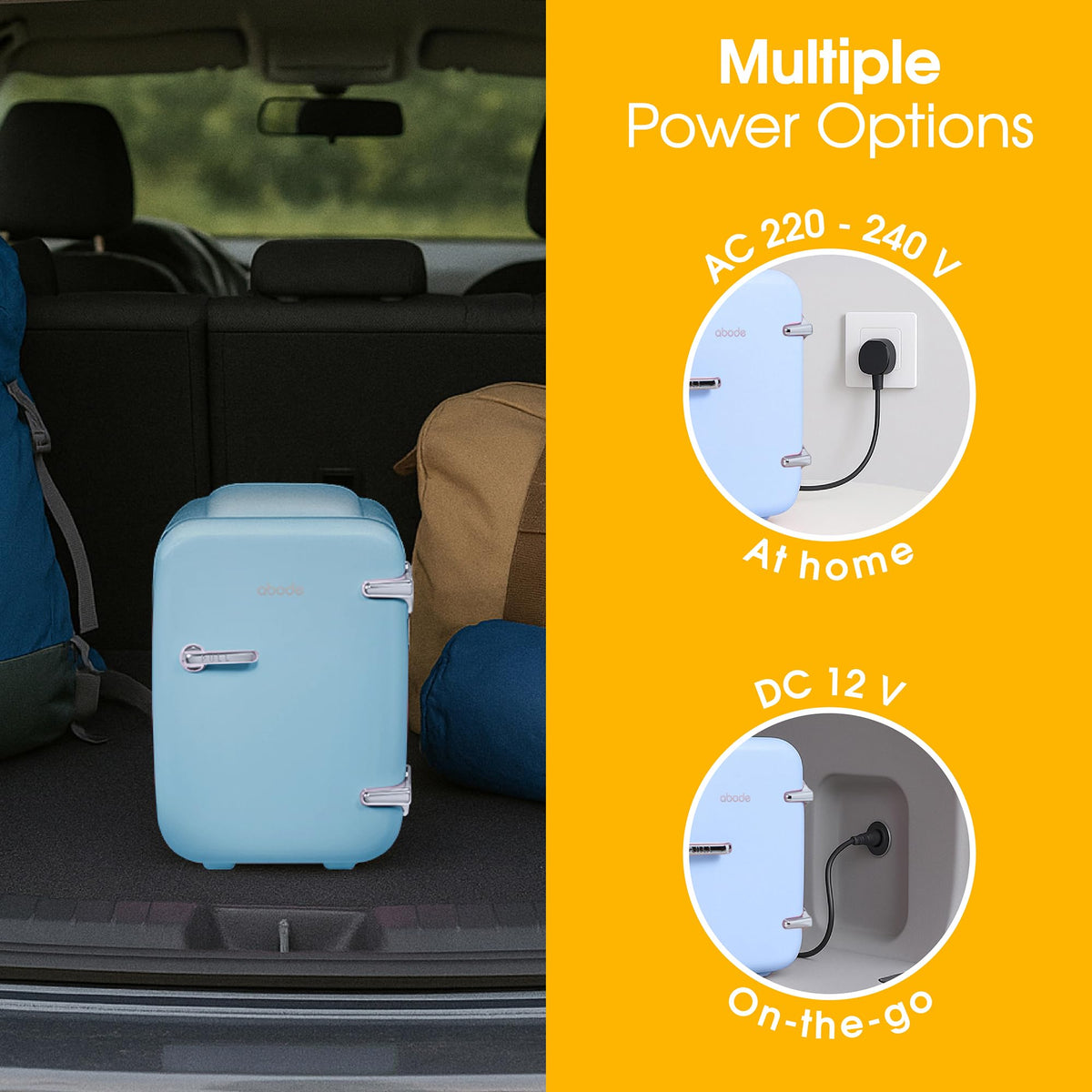 Abode Black Mini Fridge A4CLR201B 4L/6 Can Portable Thermoelectric Mini Cooler & Warmer for Drinks, Cosmetics/Makeup/Skincare, AC/DC Power, Retro Style, For Bedroom, Home, Caravan, Car