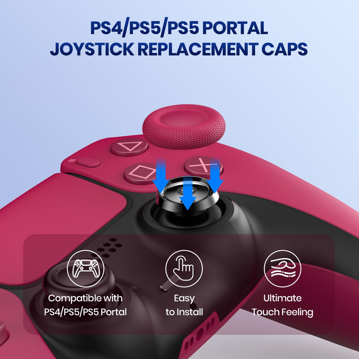NEWDERY Joystick Replacement Grip Caps for PS5/PS4 Controller