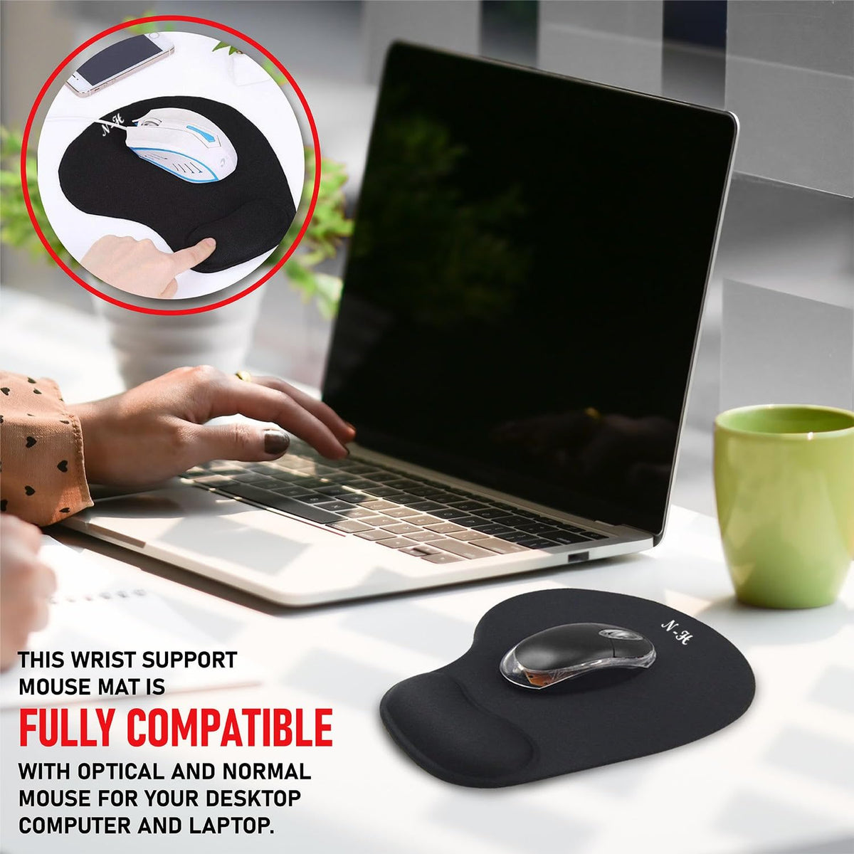 Mouse Mat ANTI-SLIP COMFORT MOUSE PAD MAT WITH GEL FOAM REST WRIST SUPPORT FOR PC LAPTOP (Blue, Regular)