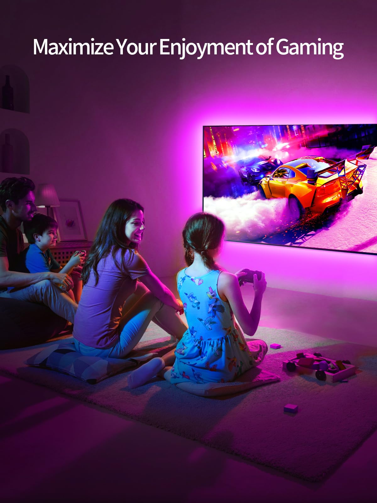 KANTUTOE TV Lights, 4m RGB LED Strip Lights for 32-55 Inch TV, Music Sync Bluetooth APP and Remote Control, USB Powered for Gaming/Bedroom