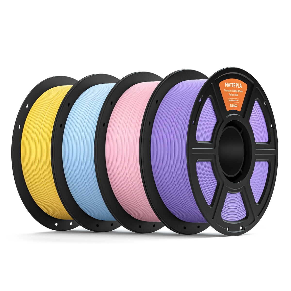 ELEGOO Matte PLA 3D Printer Filament 1.75mm White 2KG, Matte Finish