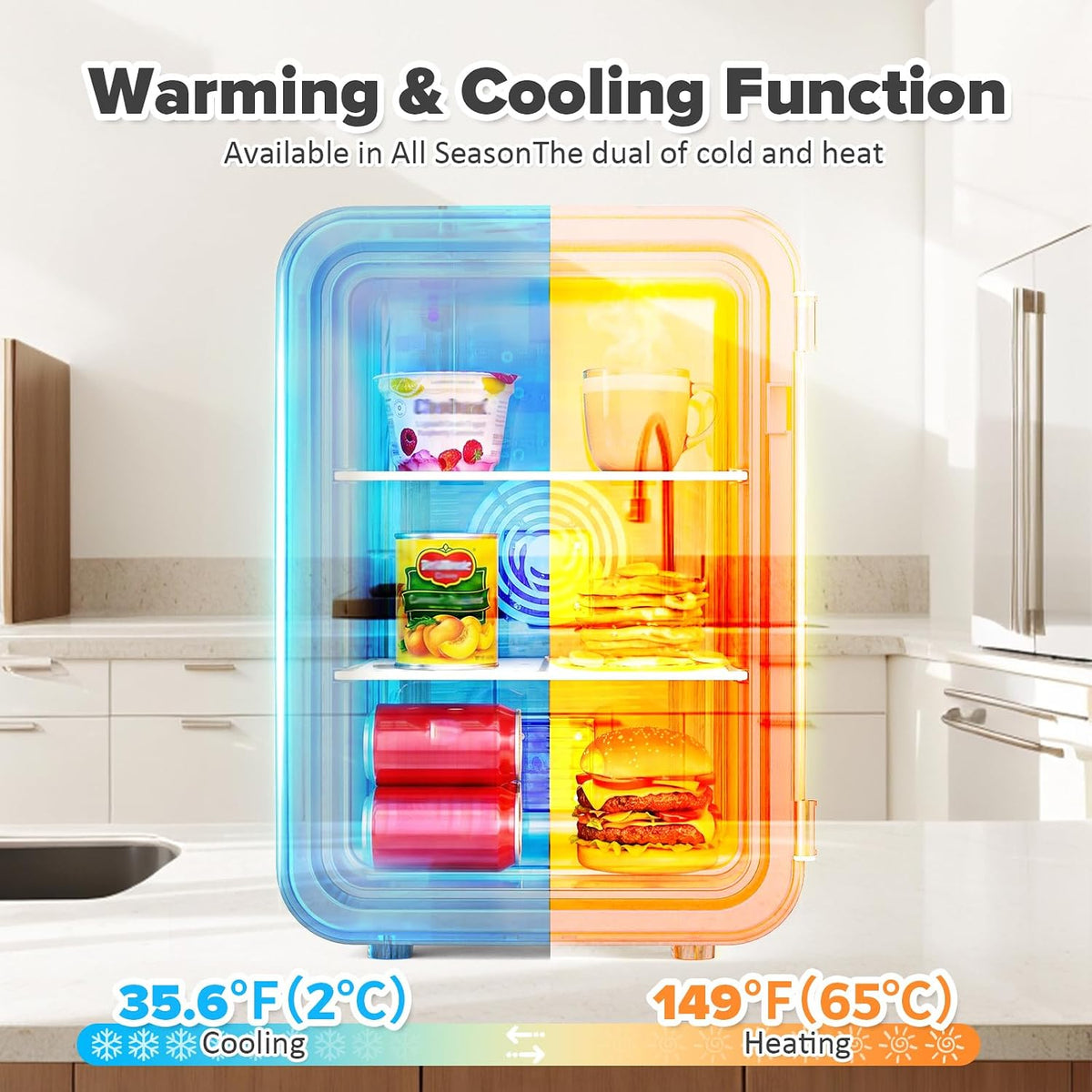 25L Mini Fridge, 30 Cans Portable Cooler & Warmer Small Fridge