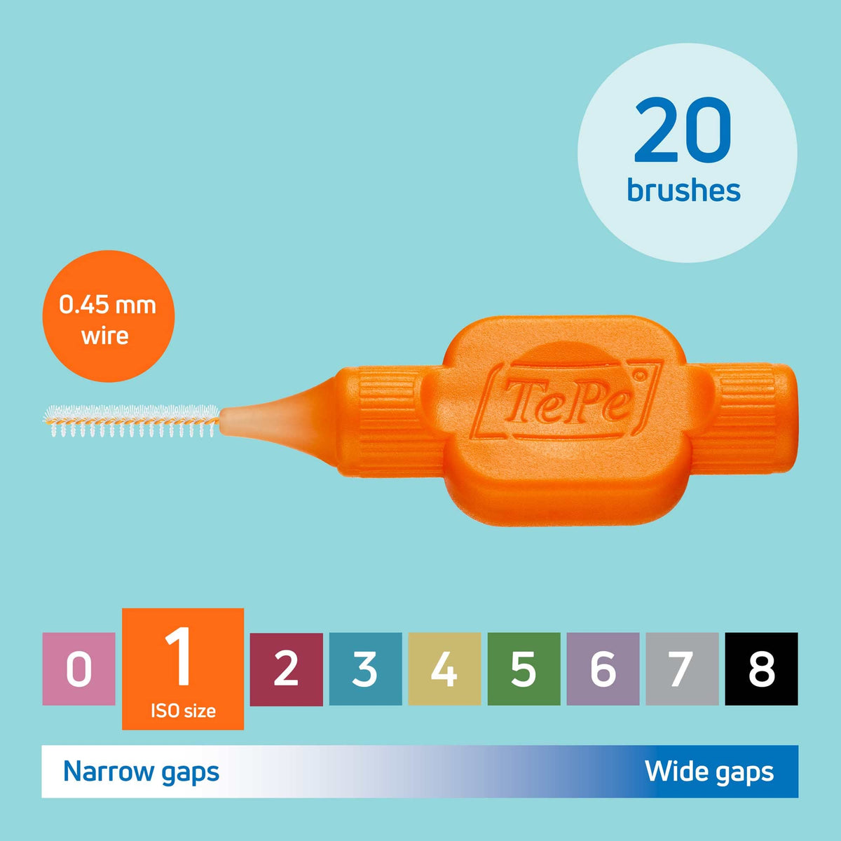 TePe Interdental Brush, Original, Yellow, 0.7mm/ISO 4, 8pcs