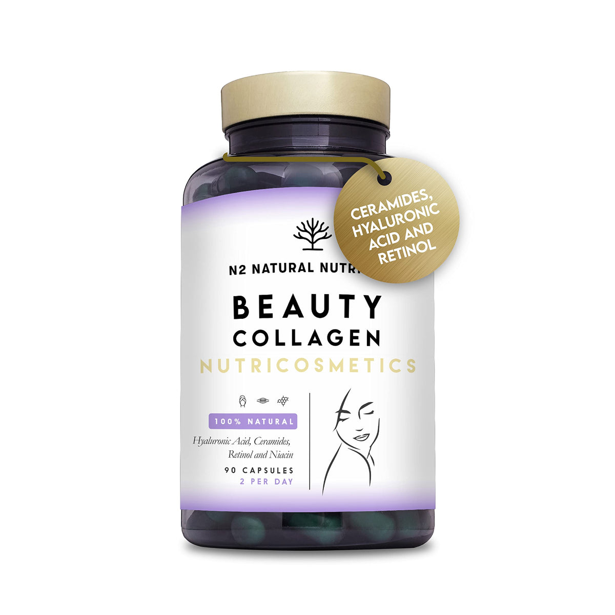 Multi Collagen 1650mg Type I, II, III, V, X. Bovine & Marine Collagen Peptides. 180 Capsules Enhanced with Vitamin C. High Strength Collagen for Joints, Hair and Skincare. N2 Natural Nutrition