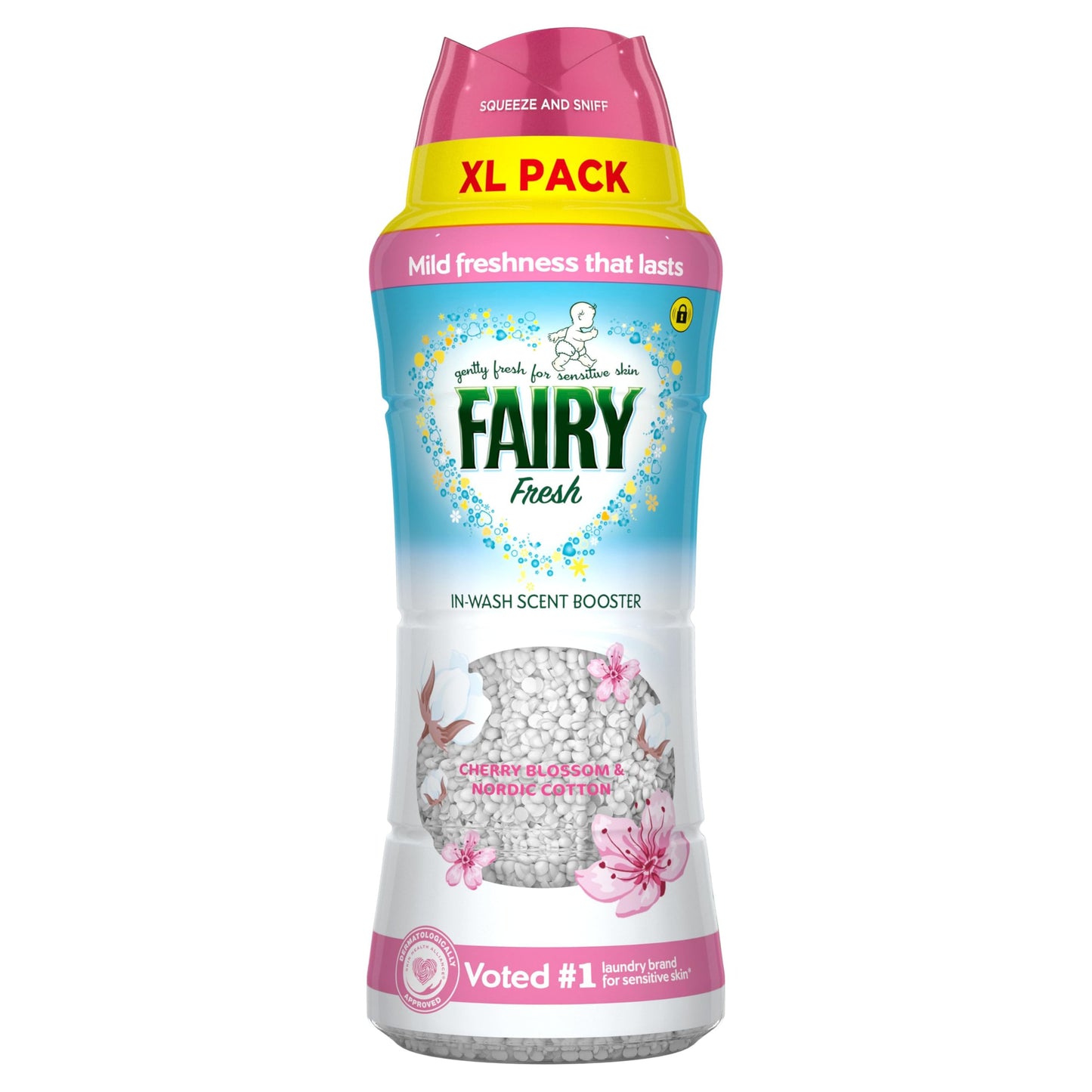 Fairy In-Wash Scent Booster 495g, Cherry Blossom & Nordic Cotton, Mild Freshness that Lasts, Voted No1 for Sensitive Skin