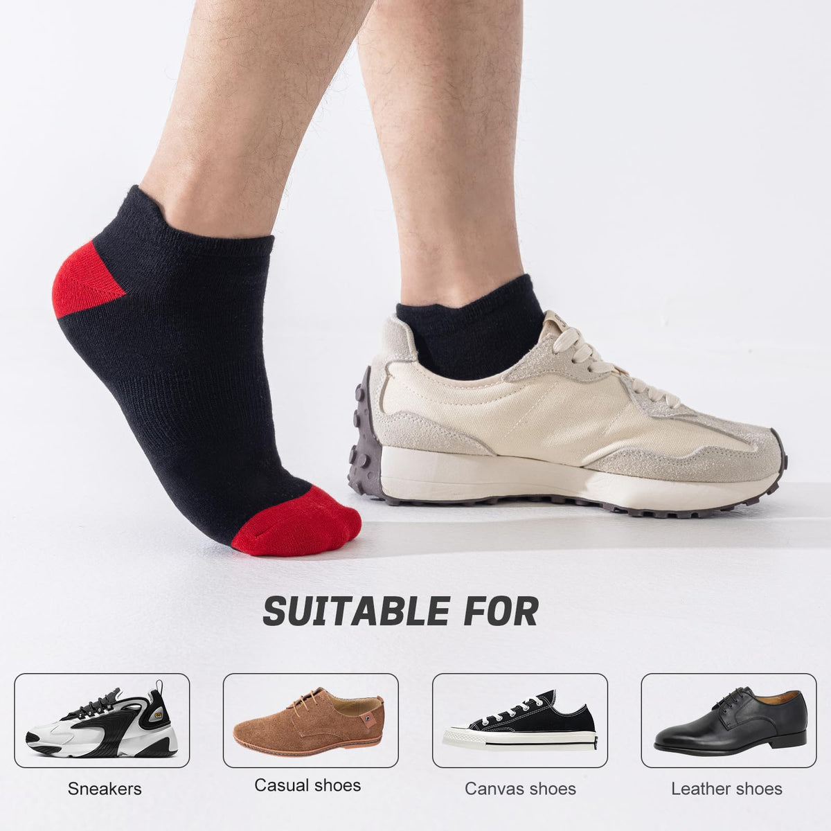 Niorasen Bamboo Trainer Socks for Men & Women, 6 Pairs, Low Cut