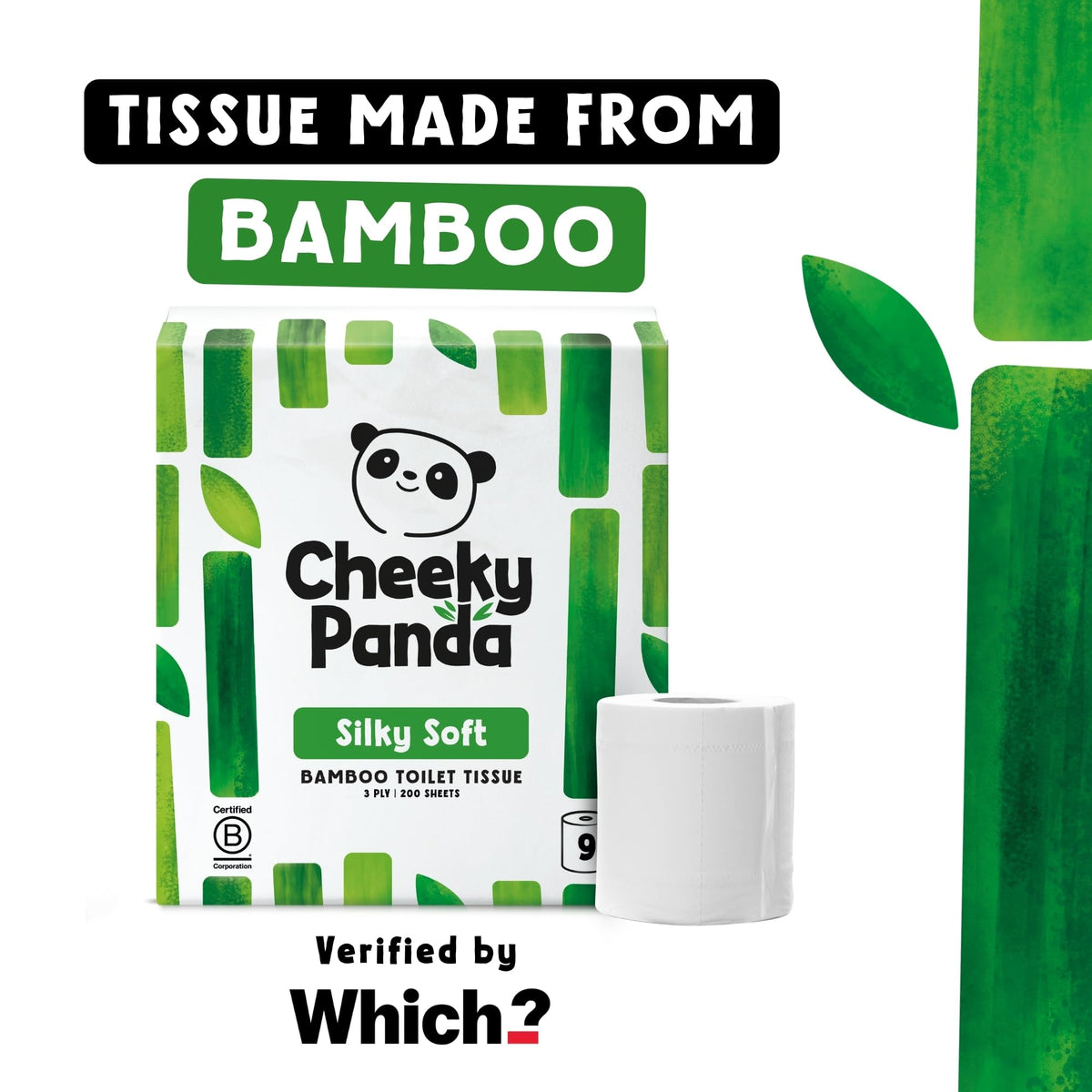 The Cheeky Panda Bamboo Toilet Paper – 9 Rolls of Toilet Paper | Plastic Free Packaging and Sustainable Toilet Tissue | 100% Compostable