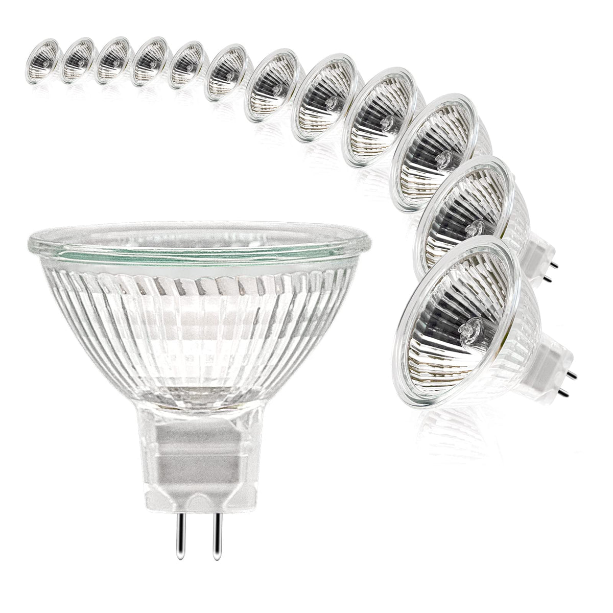 MR16 Halogen Bulbs, （6 Pack） 12V 35W Gu5.3 Halogen Light Bulbs Dimmable Glass Cover for Ceiling Light, 2 Pin Light Bulbs 2700K Warm White
