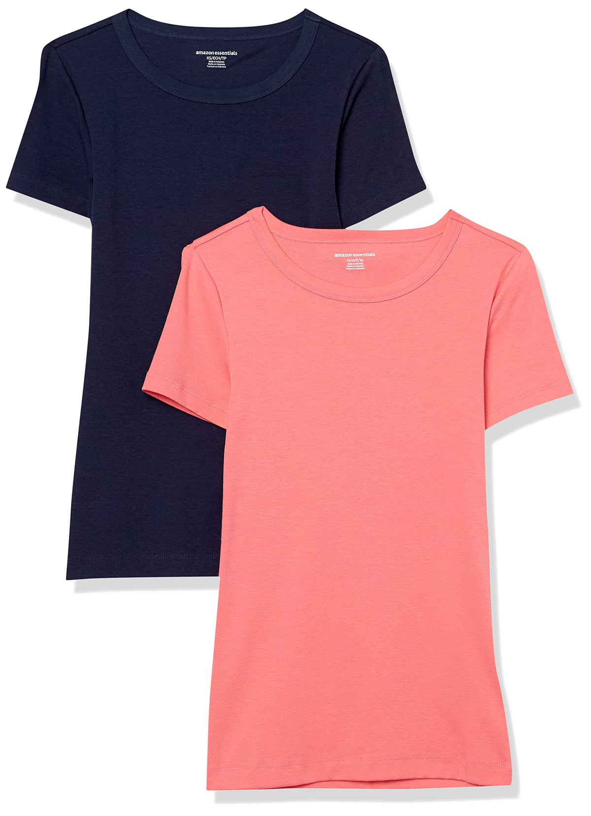 Amazon Essentials Women's Slim-Fit Short-Sleeve Crewneck T-Shirt, Pack of 2
