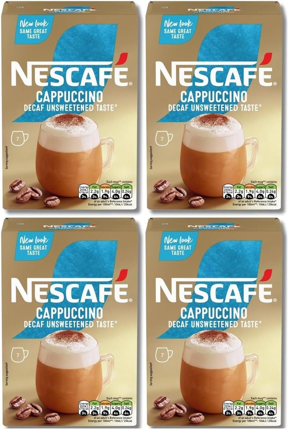 NESCAFÉ Cappuccino Decaffeinated Unsweetened Coffee Sachets x7