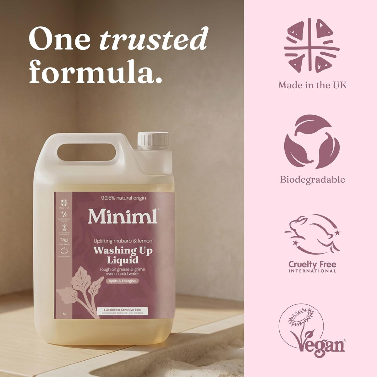 Miniml Eco Washing Up Liquid 5L Refill – Wild Rhubarb & Lemon