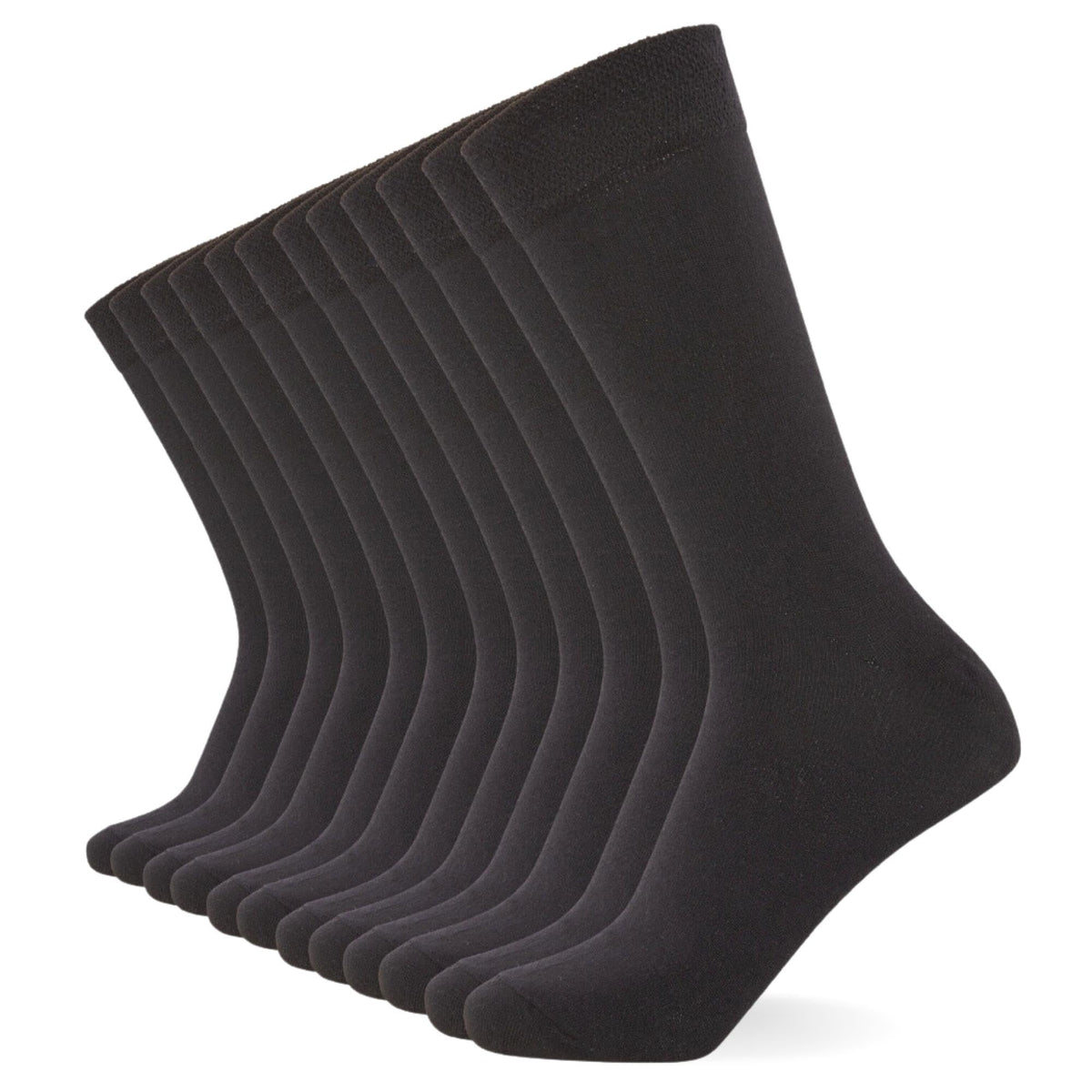FM London 10-Pack Plain Mens Socks, Soft Cotton Rich Dress Socks Mens 6-11