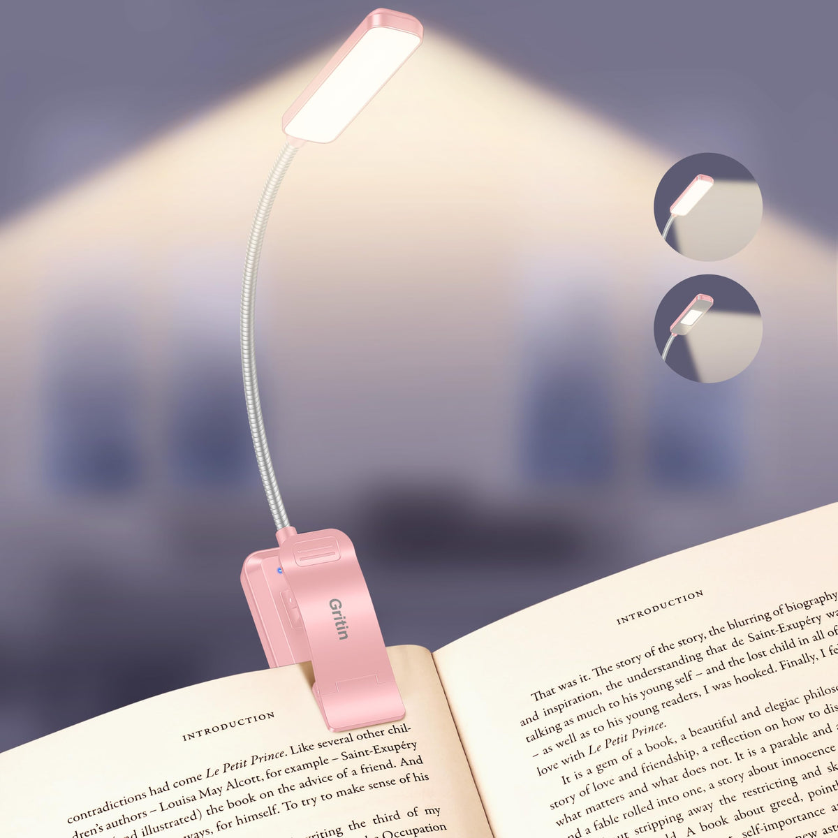 Gritin 2026 Gen 2 Book Light for Reading-30 Eye Caring Full Spectrum LED