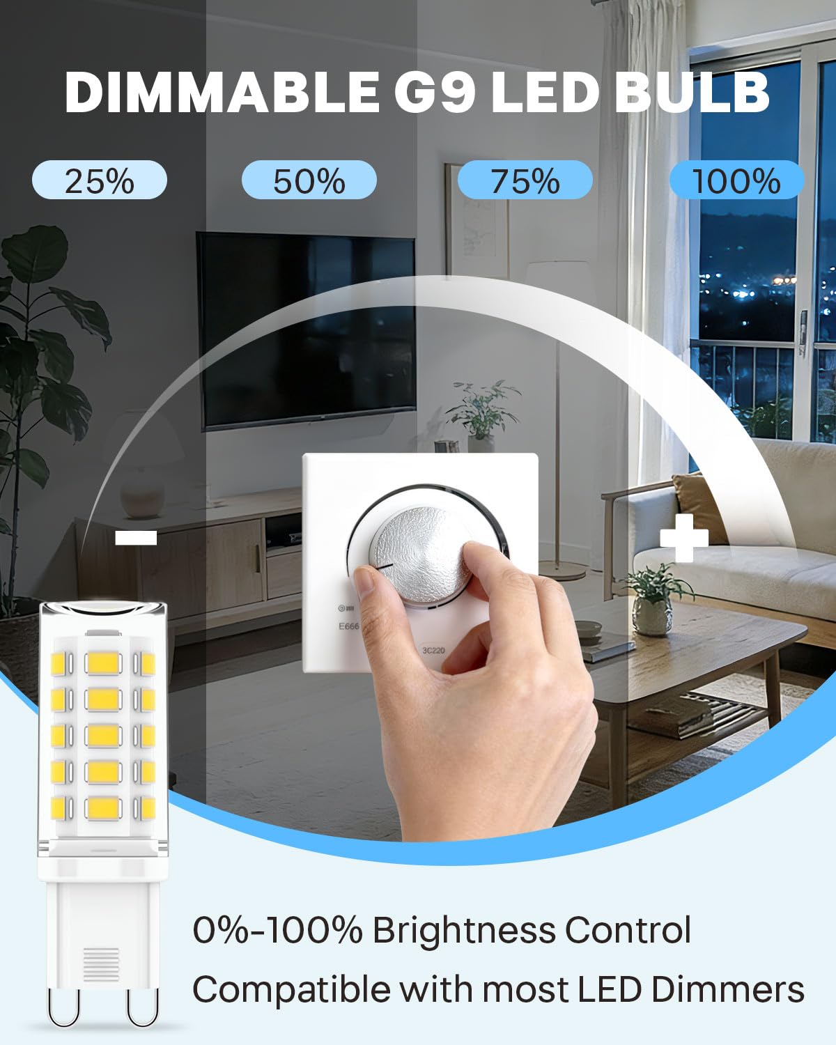 6 Pack G9 LED Bulbs Warm White, 4W, 3000K, No Flicker, Equivalent to 40W Halogen, 400LM, Non-Dimmable, Energy Saving G9 LED Light Bulbs for Decoration, Office, Home Lighting Decor and More